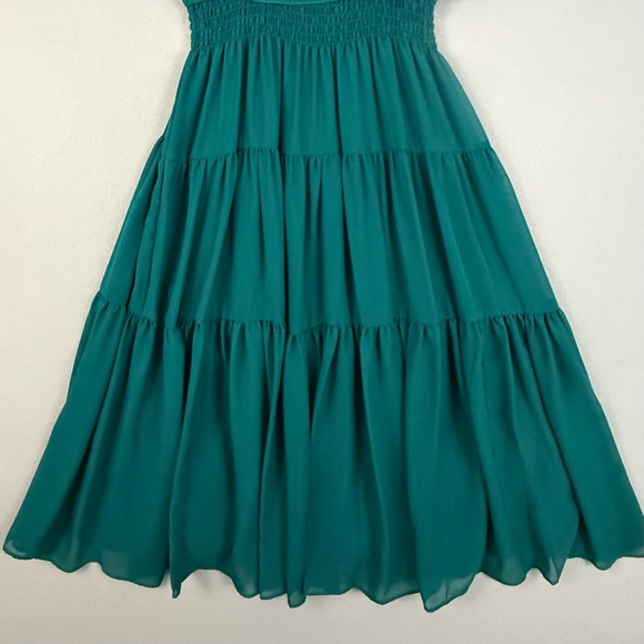 Danny & Nicole Dress Women's Size 6 Teal Midi Dress with Flowy Sleeves Pleated - Picture 4 of 11